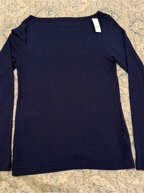 GAP Dark Navy Boatneck Long Sleeve Top